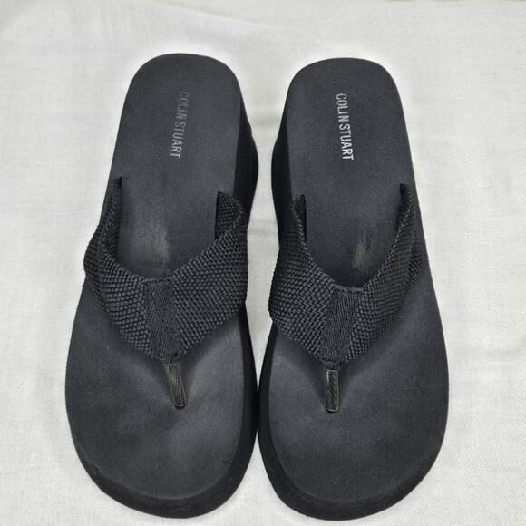 Colin Stuart Black Platform Thong Sandals Size 7.5 - Picture 3 of 6